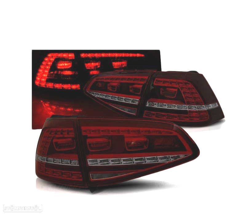 FAROLINS TRASEIROS LED PARA VOLKSWAGEN VW GOLF 7 12-17 LOOK GTI VERMELHO FUMADO - 1