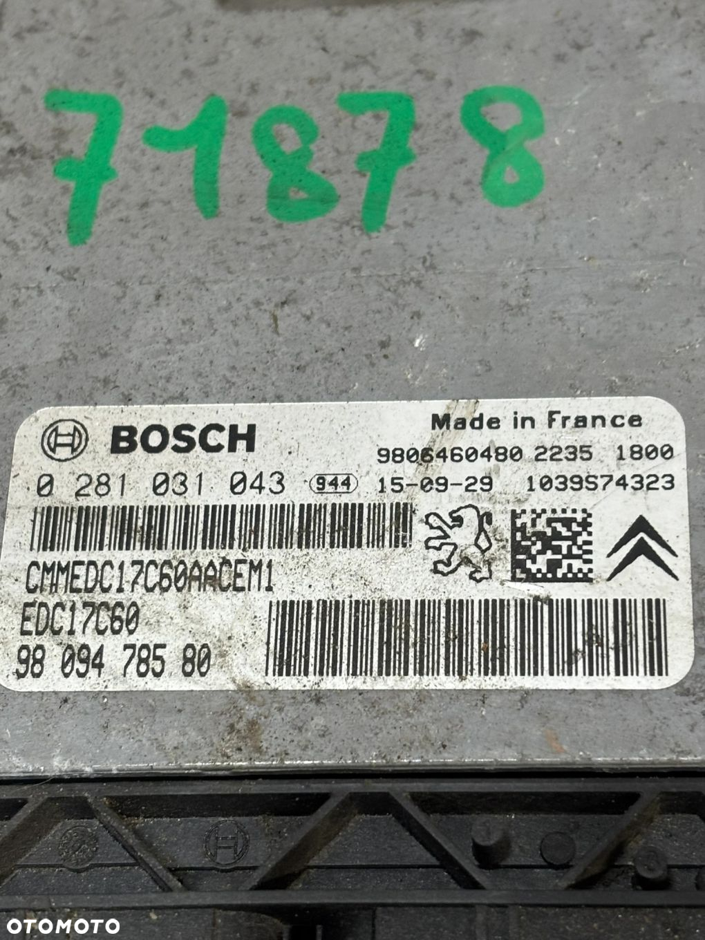 KOMPUTER SILNIKA PEUGEOT CITROEN 9809478580 0281031043 - 3