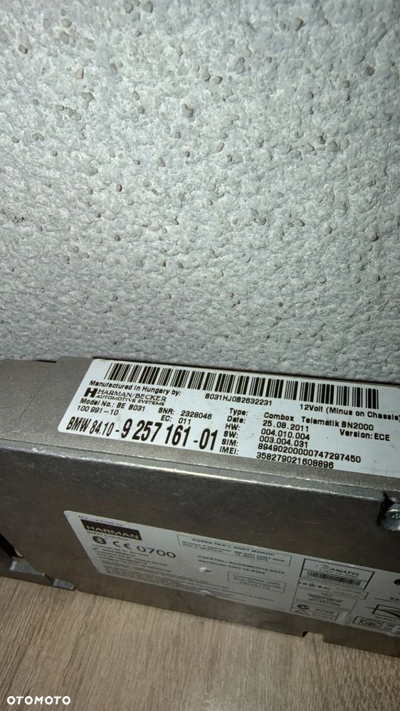 BMW E70 E71 E72 MODUŁ STEROWNIK BLUETOOTH 9257161 - 3