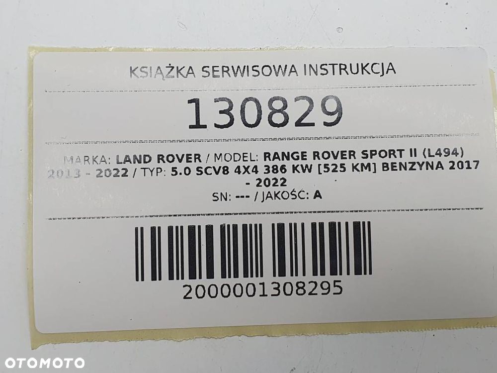 KSIĄŻKA SERWISOWA INSTRUKCJA OBSŁUGI ETUI RANGE ROVER SPORT II L494 - 3