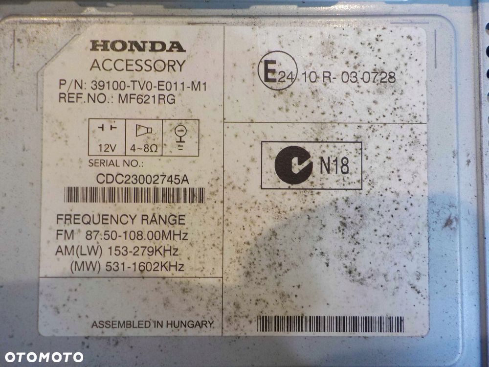 HONDA CIVIC IX 12r radio CD 39100-TV0-E011-M1 - 12