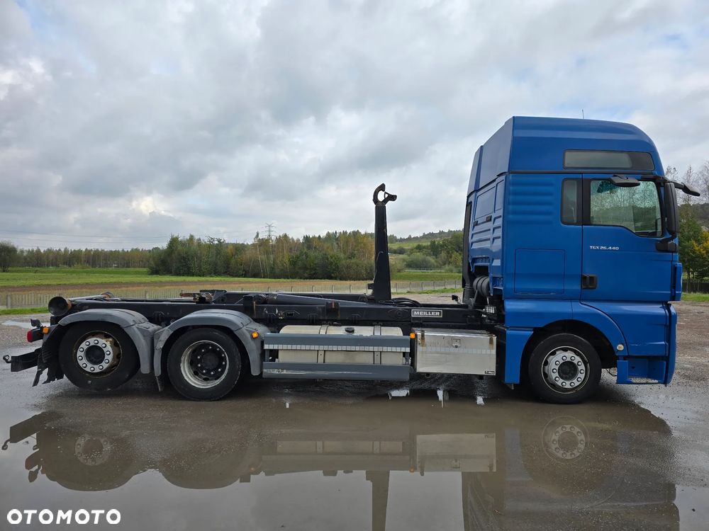 MAN TGX 26.440 Meiller MANUAL Hakowiec 6x2 oś skretna hak złom śmieci gruz makulatura kontener przyczepa - 3