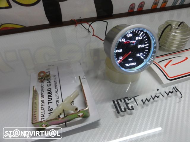 Manômetro da Pressão do Turbo 3 bar Fundo Preto c/iluminaçao led branco Depo Racing Japan 52mm de diametro c/2 anos de garantia - 7