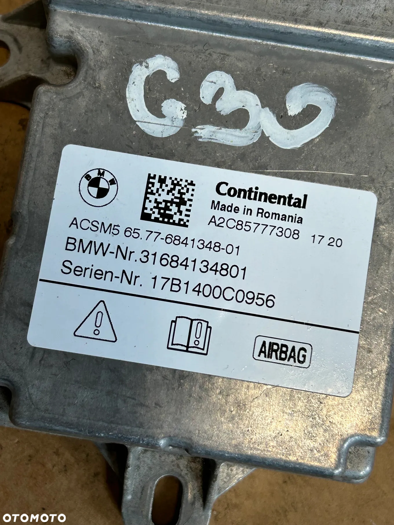 BMW G30 540i MODUŁ PODUSZEK SENSOR 6841348 - 3