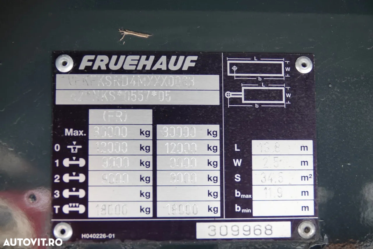 Fruehauf CONTAINER / KOFFER / 2 AXE / SAF / 2021 / PODEA FOARTE REZISTENTĂ: ȘINĂ - 24