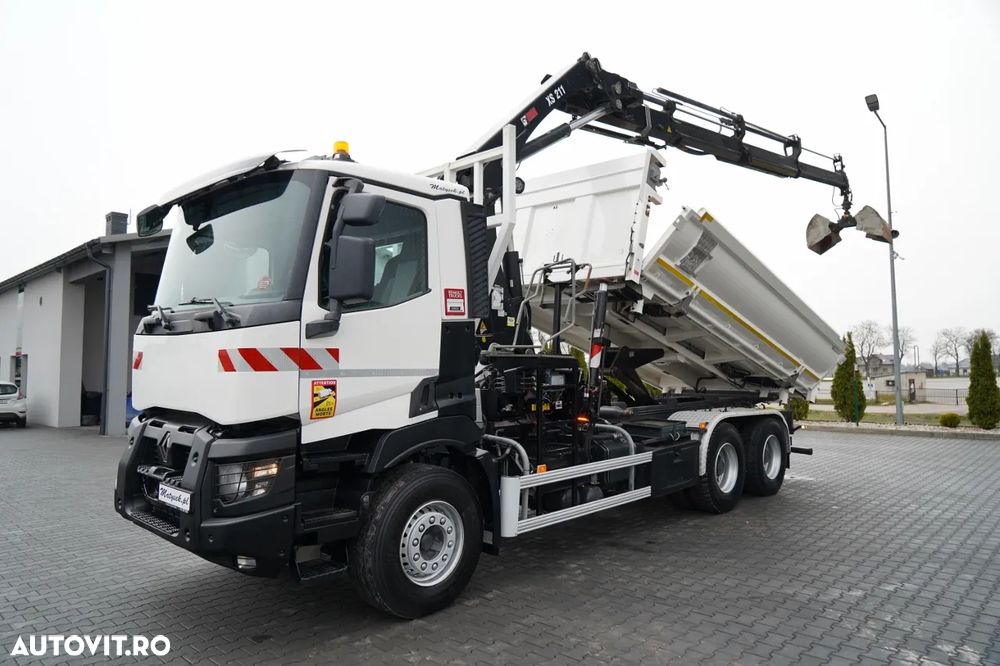 Renault C 430 / 6x4 / BASCUNĂ CU DOUĂ LATE / BASCUNĂ HIDRAULICĂ + HIAB 211 EP-3 HDS / EURO 6 / RADIOCOMANDĂ / ROTATOARE / CUPĂ - 2