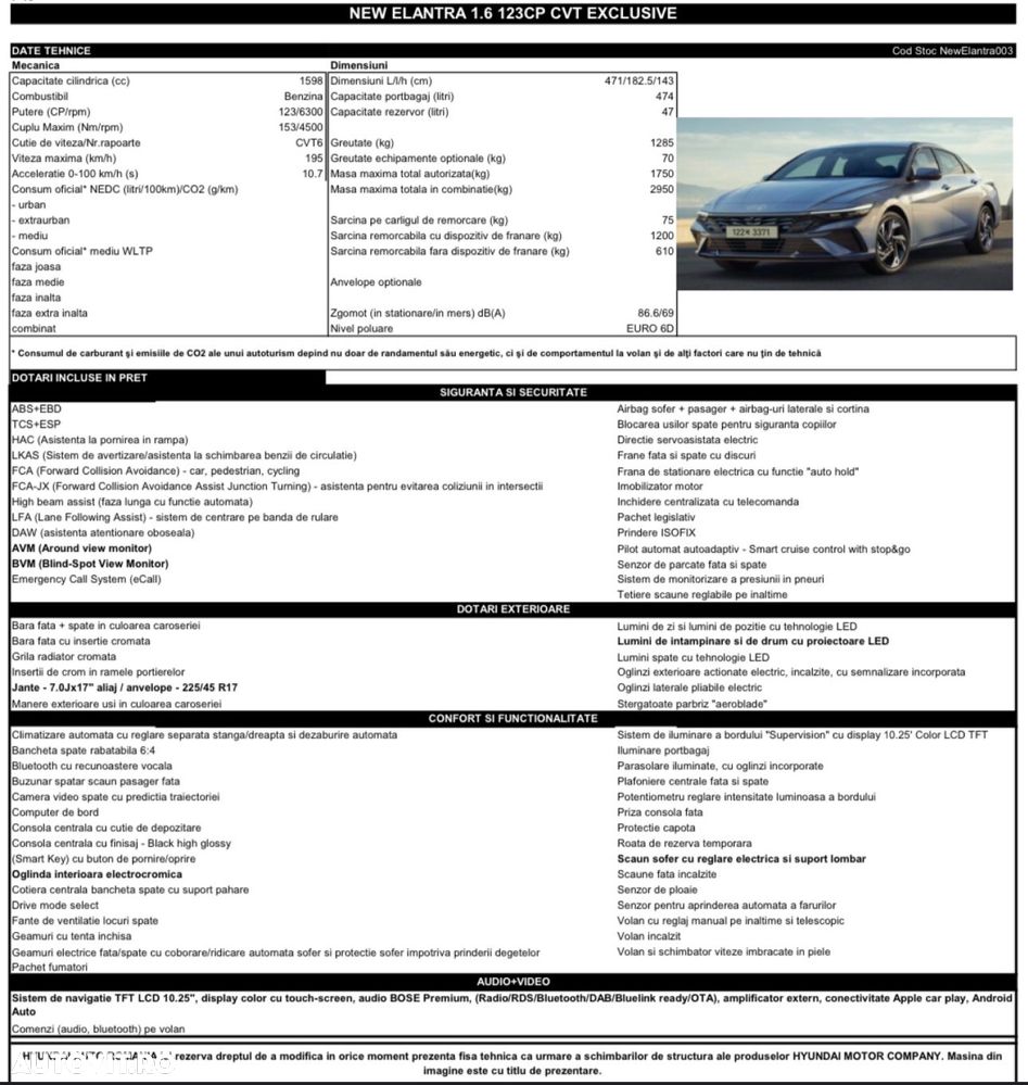 Hyundai Elantra 1.6 l 123 CP CVT Exclusive - 13