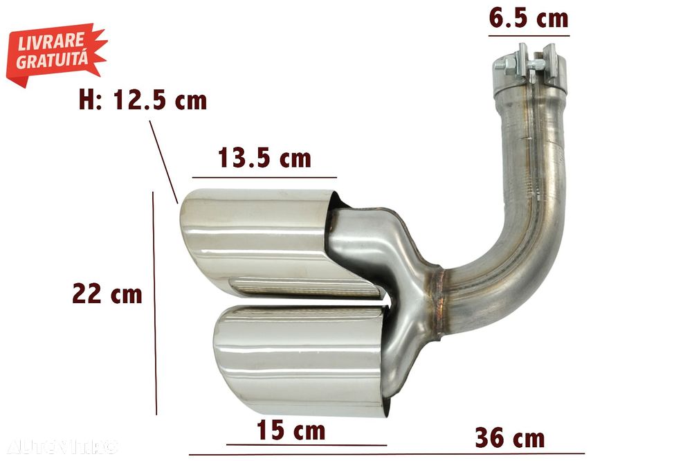 Ornamente Evacuare Porsche Cayenne 9Y0 SUV 3.0 (2018-up) Crom- livrare gratuita - 3