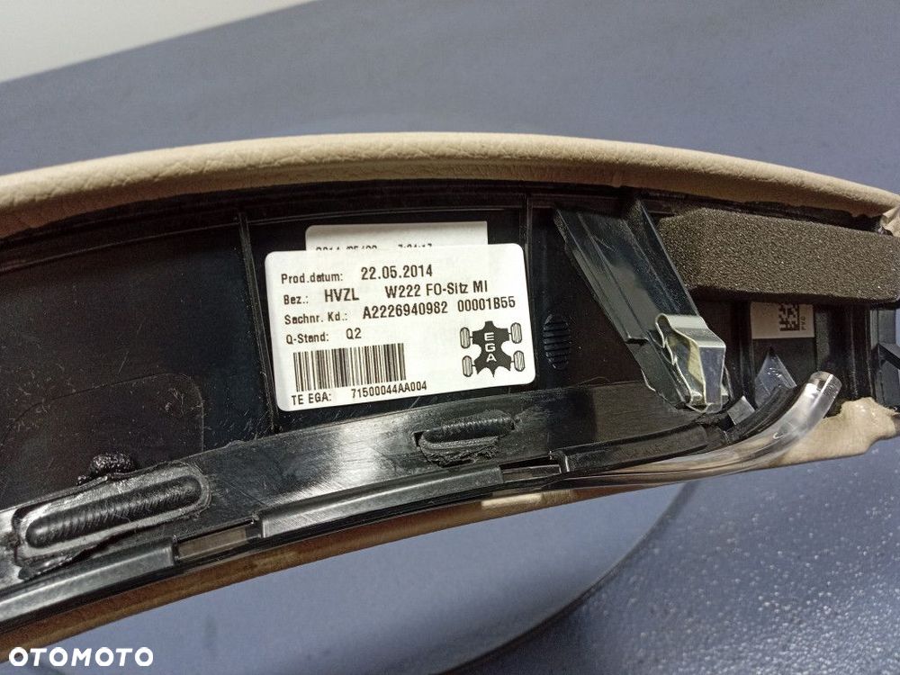MERCEDES S KLASA W222 LONG OSŁONA FOTELI TYŁ ŚRODKOWA A2226940982 - 7