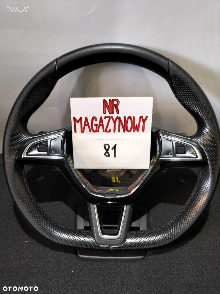 SKODA OCTAVIA III LIFT 565419091E 5E0419685A SKÓRZANA MULTIFUNKCYJNA KIEROWNICA DSG ŁOPATKI MULTIFUNKCJA SKÓRA ORYGINAŁ - 1