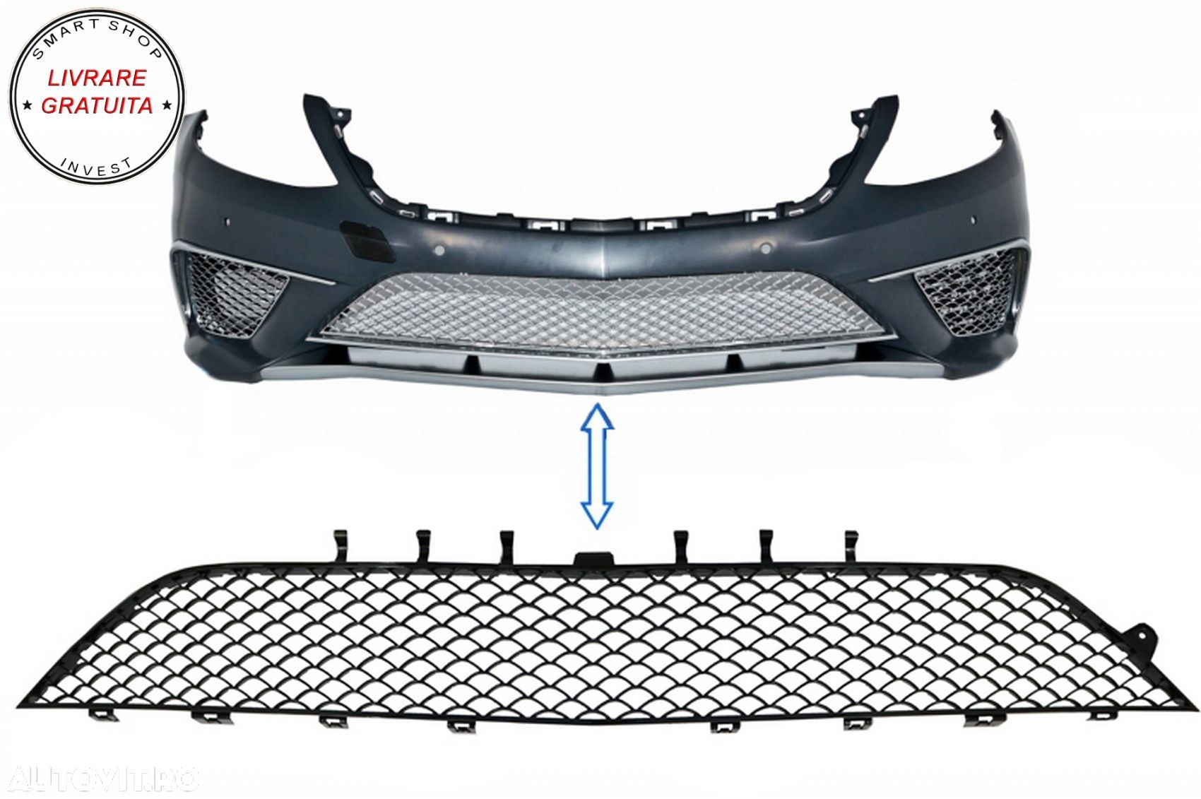 Grila Central Inferioara Mercedes S-Class W222 (2013-2017) S63 Design Negru Lucios- livrare gratuita - 1