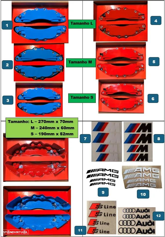 Caliper capas pinças maxilas travão em ABS BMW Mercedes Audi e outras - 19