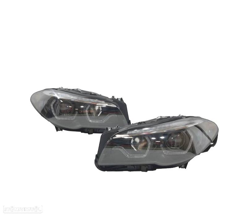 FARÓIS BMW F10 F11 14-16 XENON DRL LUZ DIURNA DINÂMICOS FUNDO PRETO - 1