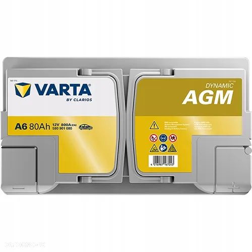 Akumulator Varta AGM 580901080 80Ah 800A P+ 12V - 3