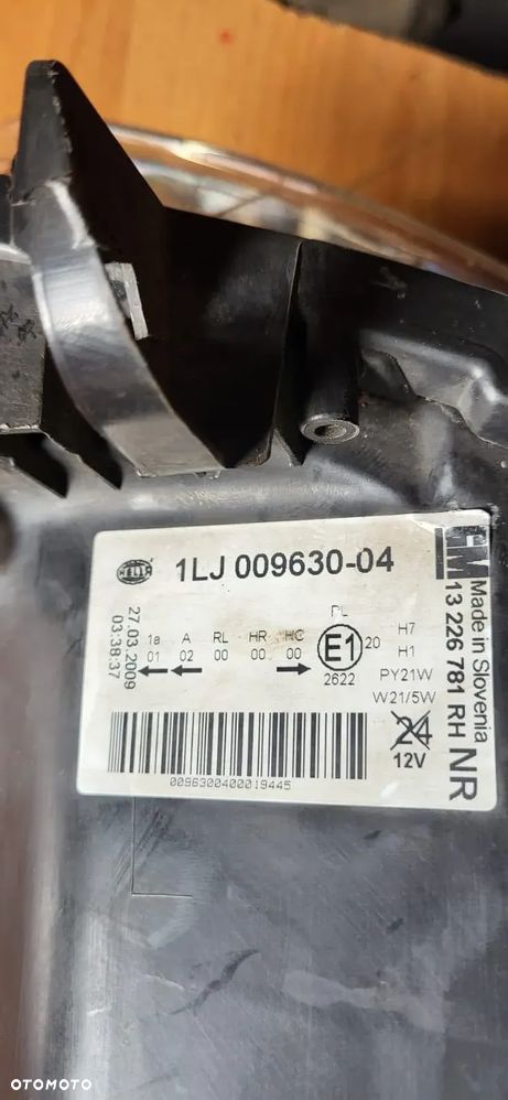 LAMPA PRZEDNIA OPEL INSIGNIA A PRAWA HELLA EUROPA ORYGINAŁ 1LJ009630-04 - 2