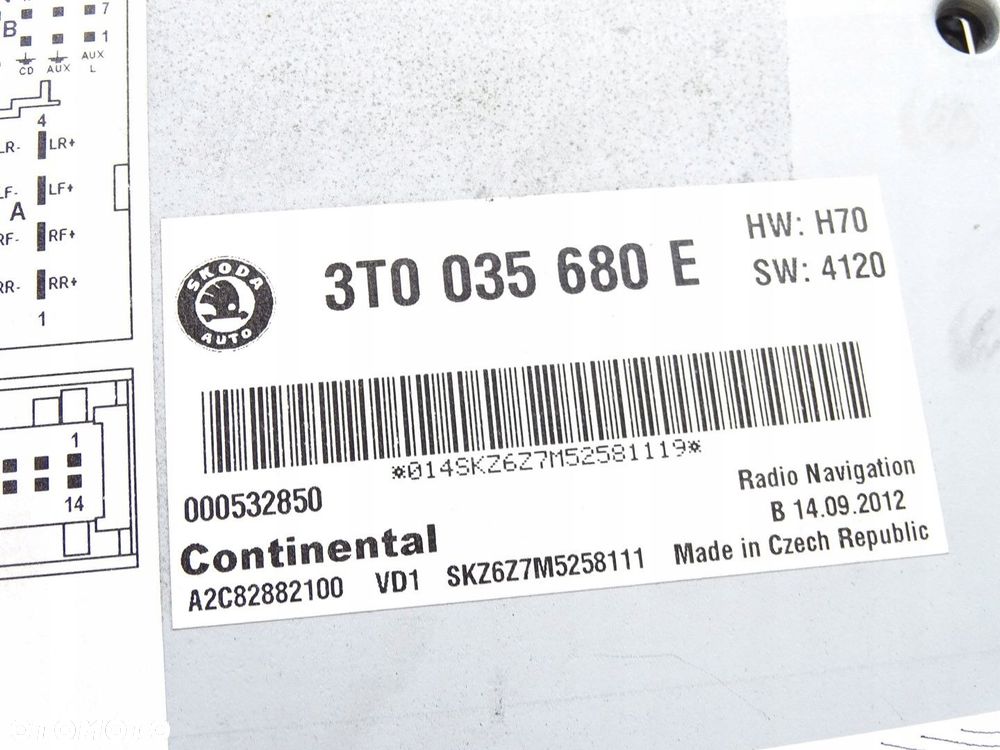 RADIO RADIOODTWARZACZ CD SD EKRAN WYŚWIETLACZ SKODA SUPERB II 3T0035680E - 4