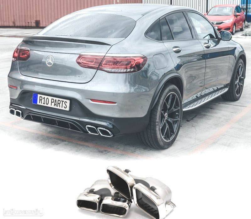 PONTEIRAS DE ESCAPE MERCEDES GLC W253 X253 C253 15-18 LOOK GLC63 CROMADAS - 1