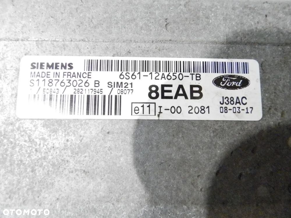 KOMPUTER STEROWNIK SILNIKA FORD FIESTA MK6 1.3 BEN 6S61-12650-TB J38AC - 3