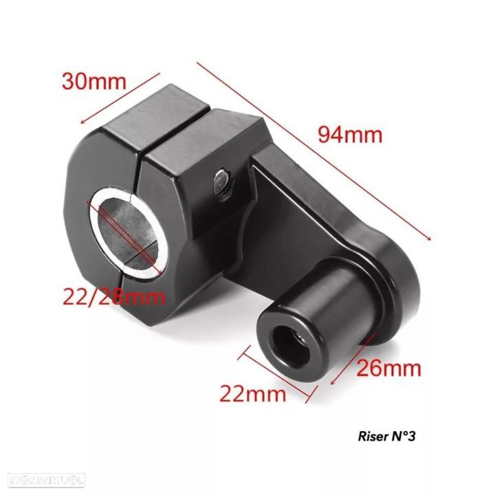 Riser Mesa guiador 28 mm para aumento da altura do guiador adptador moto fatbar 28mm - 2