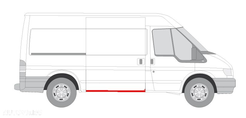 Prag Ford Transit (V184/5) 05.2000-04.2006 Dreapta , sub usa culisanta model Mijlociu/LUNG , lungime 1430mm, prag din metal - 2