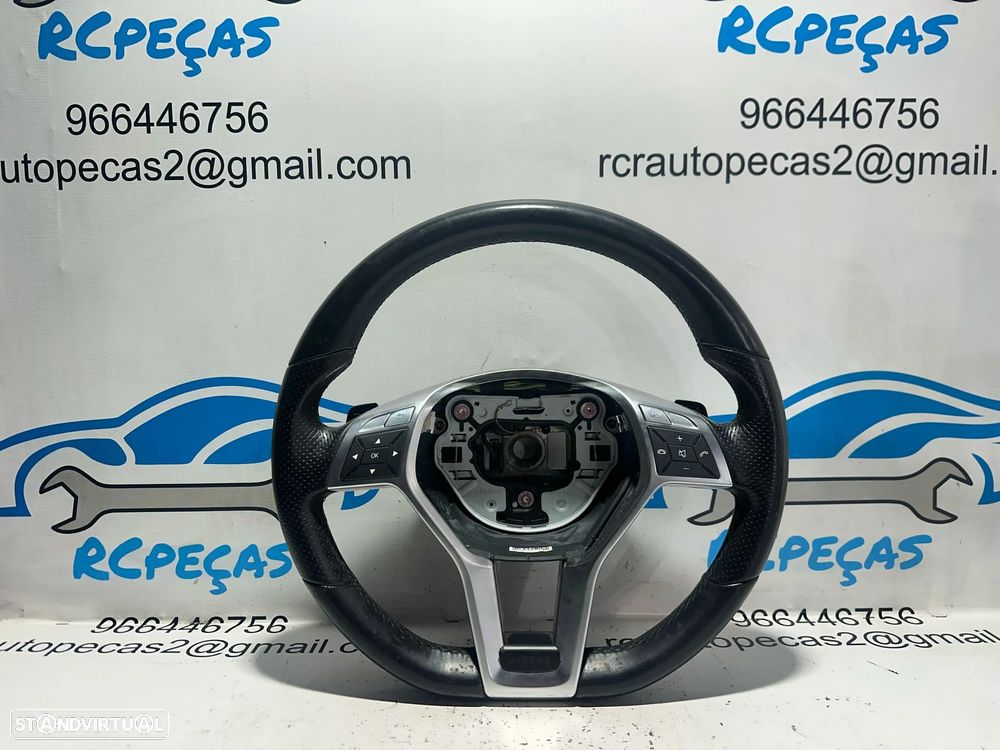 .Volante Guiador Pele Pele Perfurada Multifunções Comandos Original AMG Mercedes Benz Flat Bottom W212 W204 W218 R172 - 2