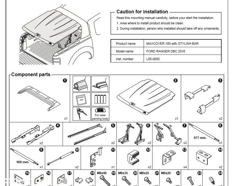 Klapa Pokrywa Bagażnika Zabudowa Do Ford Ranger Wildtrak 2012- 2022 - 8
