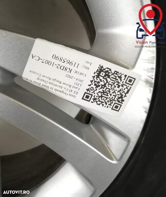 Janta Originala In Stare Buna 8J R18 ET 45 Cu Anvelopa Dunlop Land Rov - 7