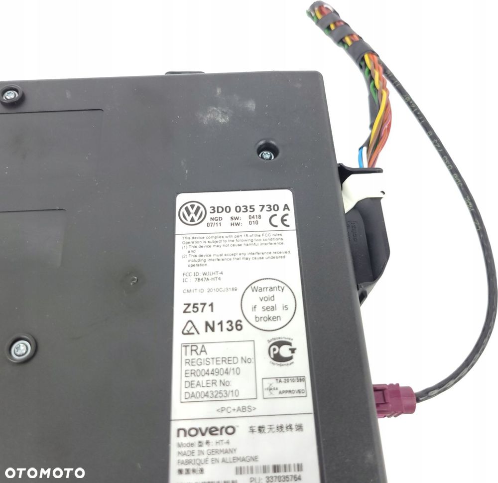 VW PHAETON II LIFT MODUŁ STEROWNIK TELEFONU BLUETOOTH 3D0035730A - 3