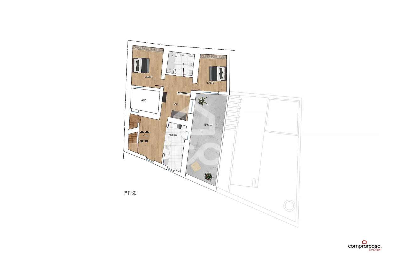 Moradia Bifamiliar T2 de 1º andar Recuperada c/ Acabamentos Premium e - Grande imagem: 4/16