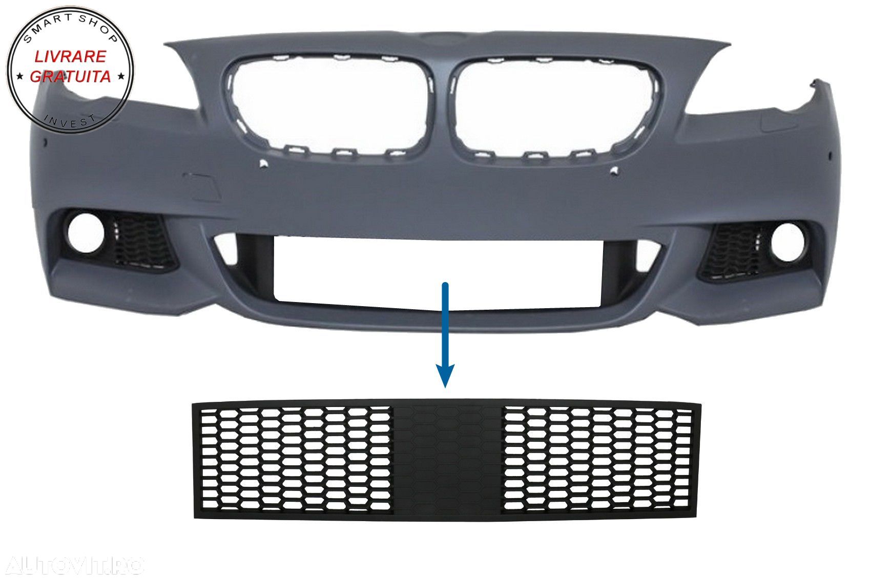 Grila central inferioara compatibila cu BMW Seria 5 F10 F11 M-Tech (2009-2017) cu - livrare gratuita - 1