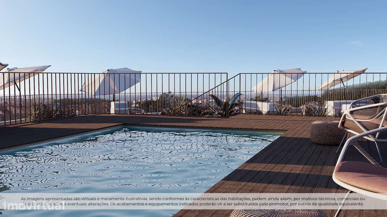 T1 NOVO c/ terraço de 32,48m2 e lugar de garagem em condomínio fechado - Grande imagem: 2/23