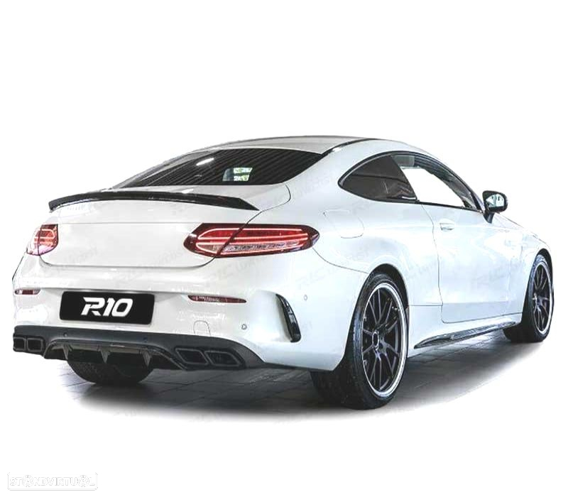 DIFUSOR MERCEDES CLASSE C C205 COUPÉ 15-18 LOOK AMG PDC PRETO + PONTEIRAS DE ESCAPE - 4