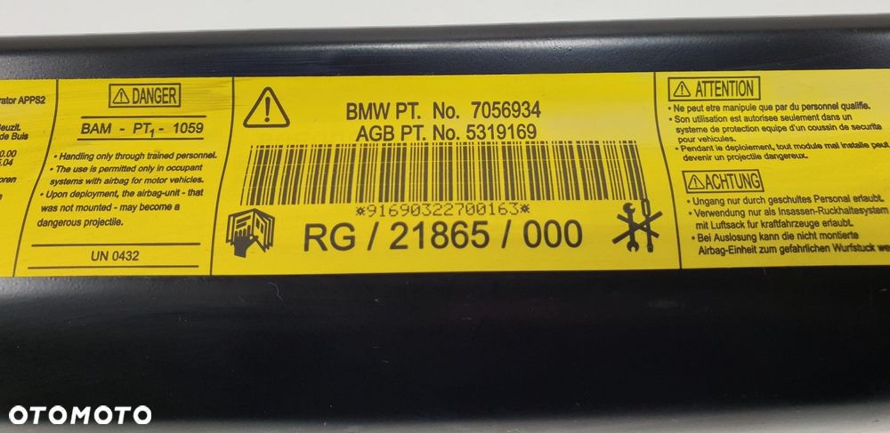 PODUSZKA AIRBAG PASAŻERA MINI COOPER S R53 7056934 - 4