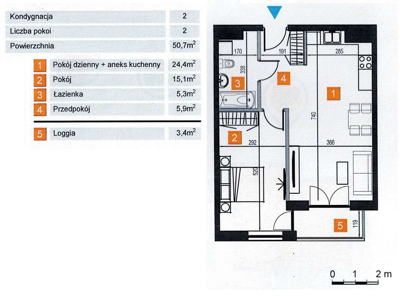 2 pokoje | 50,48 m² | balkon | klimatyzacja | światłowód + TV | Meiera