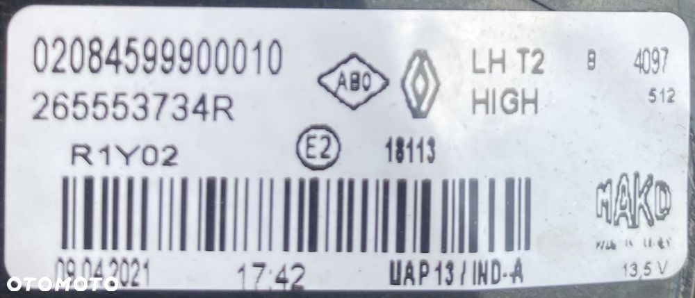 RENAULT CAPTUR II LIFT Europa ! LAMPA TYLNA LEWA W KLAPĘ LAMPA KLAPY LEWY TYŁ TYLNIA  LEWY TYŁ - 8