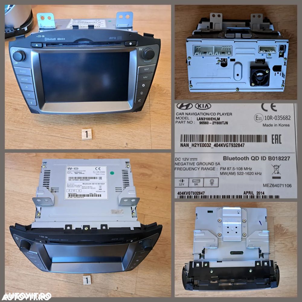 Navigatie multimedia radio cd Ceasuri bord Oglinda retrovizoare Panou comanda clima aer conditionat Butoane incalzire scaune Ansamblu maneta stergatoare semnalizare lumini spira volan airbag Timonerie Hyunday IX35 2013-2015 Kia Sportage, Tucson - 2