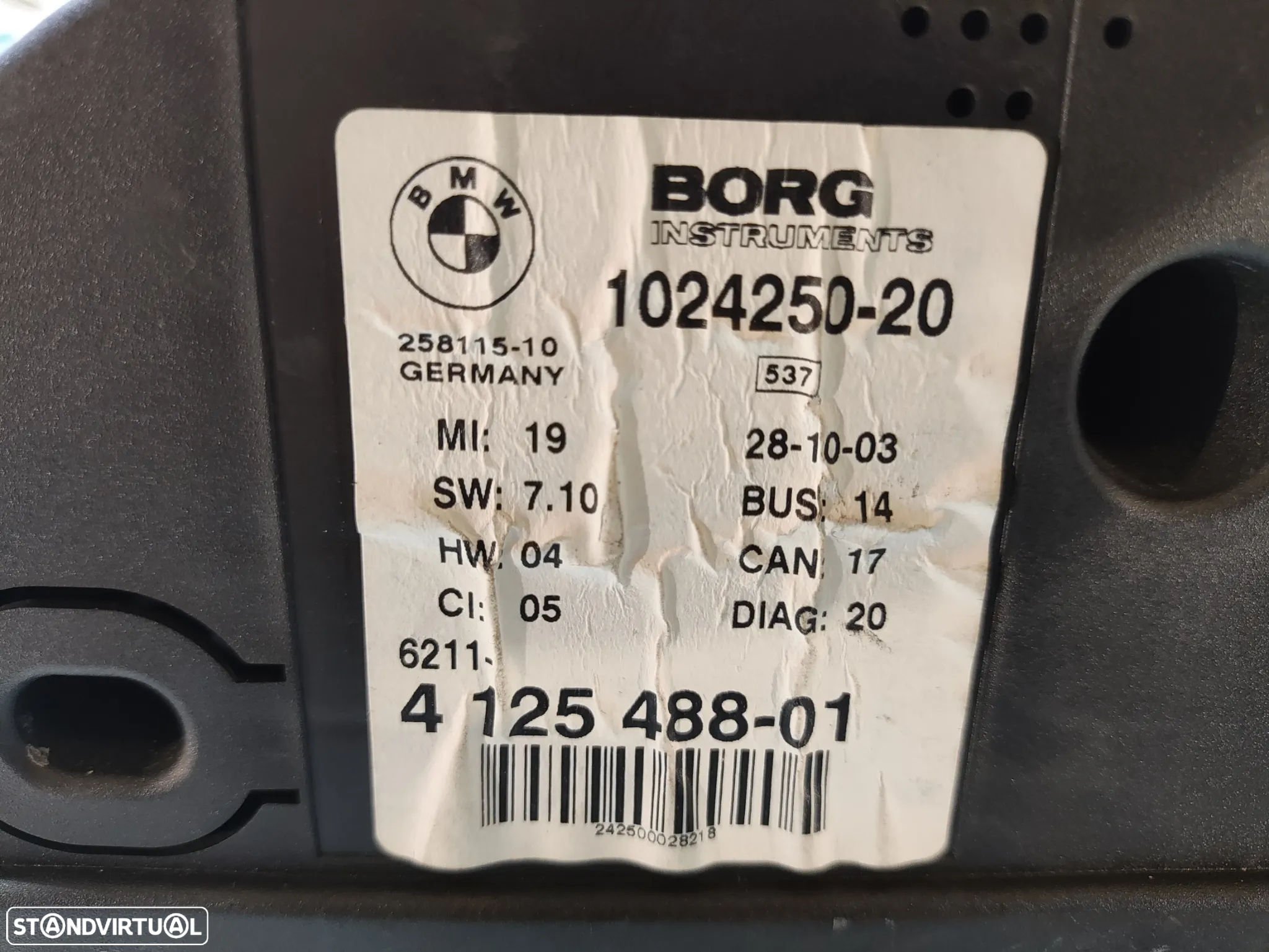 QUADRANTE MOSTRADORES BMW Z4 E85 ROADSTER E86 COUPE 62104125488 4125488 PAINEL INSTRUMENTOS - 7