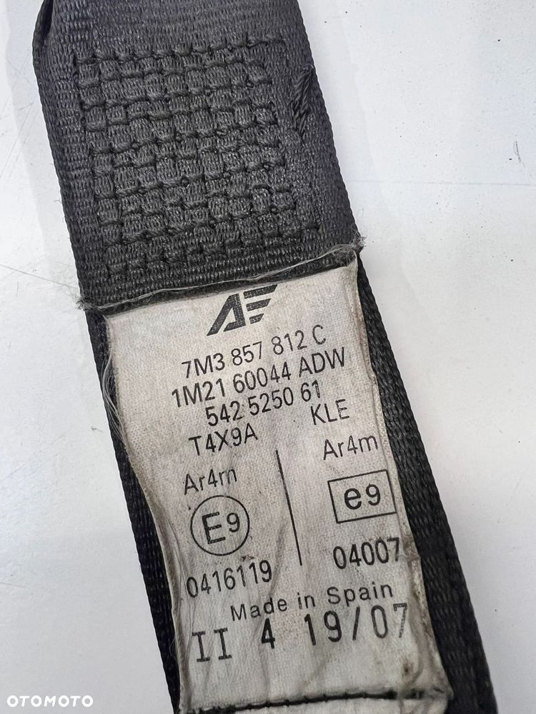 PAS BEZPIECZEŃSTWA PRAWY TYŁ VW SHARAN 7M3857812C - 8