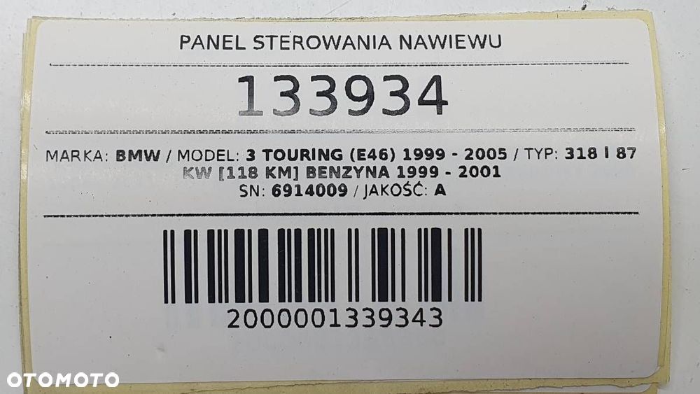 PANEL STEROWANIA NAWIEWU KLIMATYZACJI BMW 3 E46 6914009 - 7