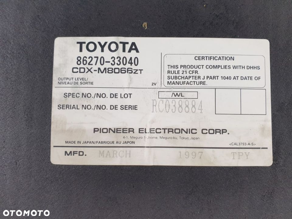 LEXUS ES Zmieniarka Płyt CD 86270 33040 - 2