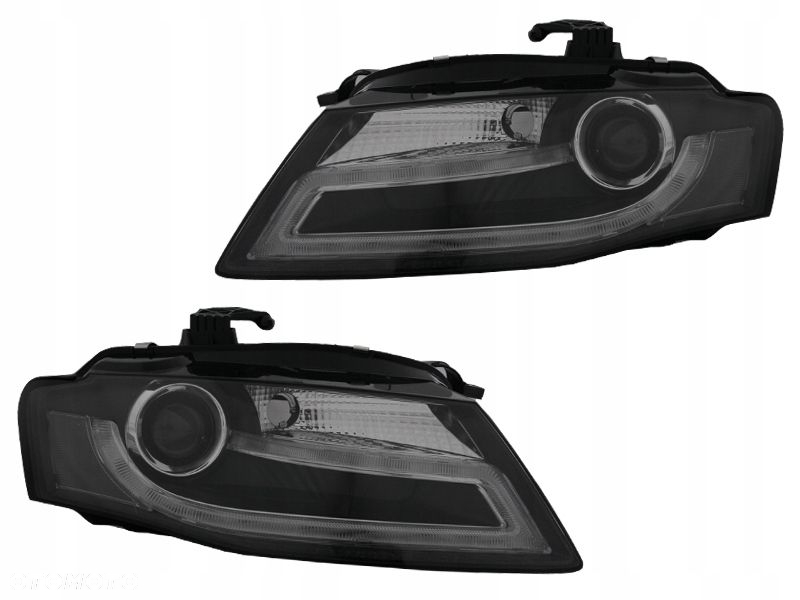 Reflektory Lampy DRL dzienne Diody Soczewka Clear Black Audi a4 b8 8k 07-08 - 4