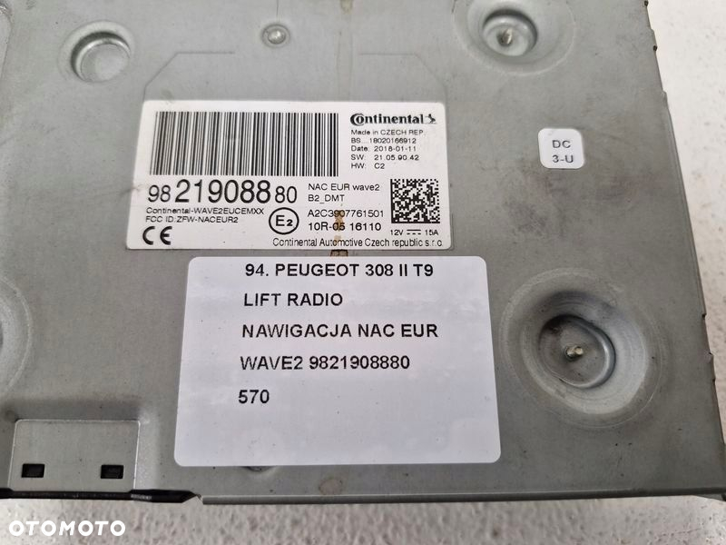 PEUGEOT 308 2 T9 LIFT CITROEN RADIO NAWIGACJA NAVI NAC EUR WAVE2 9821908880 - 3