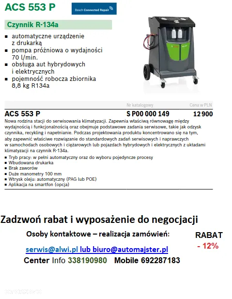 Stacja klimatyzacji Acs 611 / AC590Pro Robinair lub kup nową stację acs 553 i odbierz myjkę gratis - 40