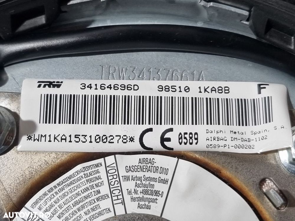 Airbag volan Nissan Juke Facelift 2014 - 2018 (1504) 985101KA8BF - 3