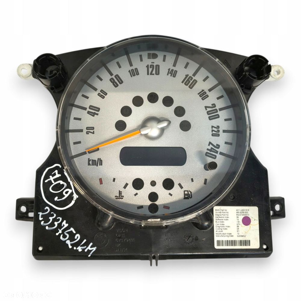 LICZNIK ZEGARY 6921518 Mini Cooper R50 R52 R53 1.6 16V benzyna 233 752km - 4