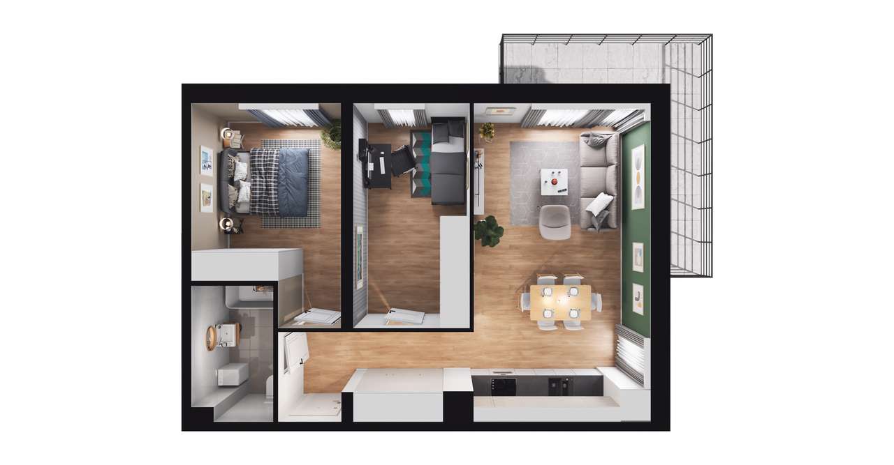 3-pokojowe mieszkanie 58m2 + balkon Bez Prowizji - Pełny obrazek: 2/14