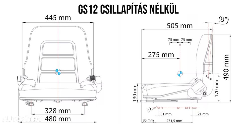 Scaun universal GS12 fără suspensie, și fără senzor de prezență - 4