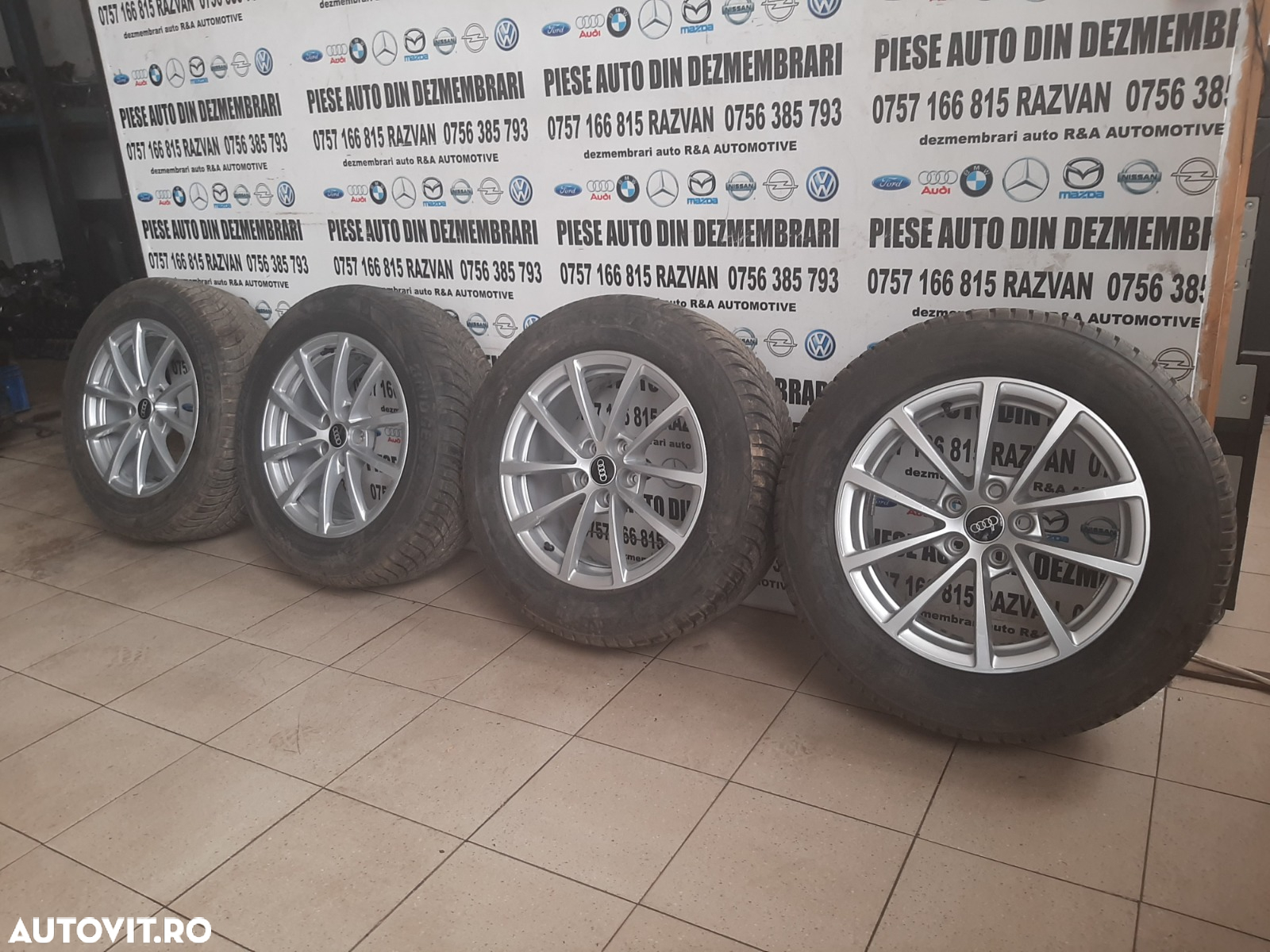 Set Jante Aluminiu R17 Audi A6 4K C8 A7 A5 A4 Q3 Q5 Etc. 5x112 Anvelope Dot 3620 225/60R17 M+S Cu Fulg - 4
