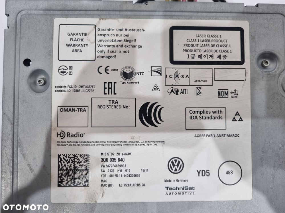 VW PASSAT B8 GOLF VII T-ROC POLO 6C CZYTNIK NAWIGACJI MULTIMEDIA 3Q0035840 - 5