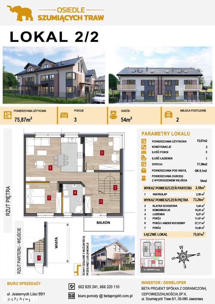 Mieszkanie na sprzedaż, 3 pokoje, 76 m², Łyski